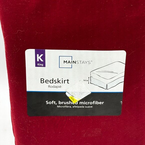 Mainstays King Bedskirt Red Sedona Soft Brushed Microfiber 78x80x14 New Solid - Picture 2 of 3